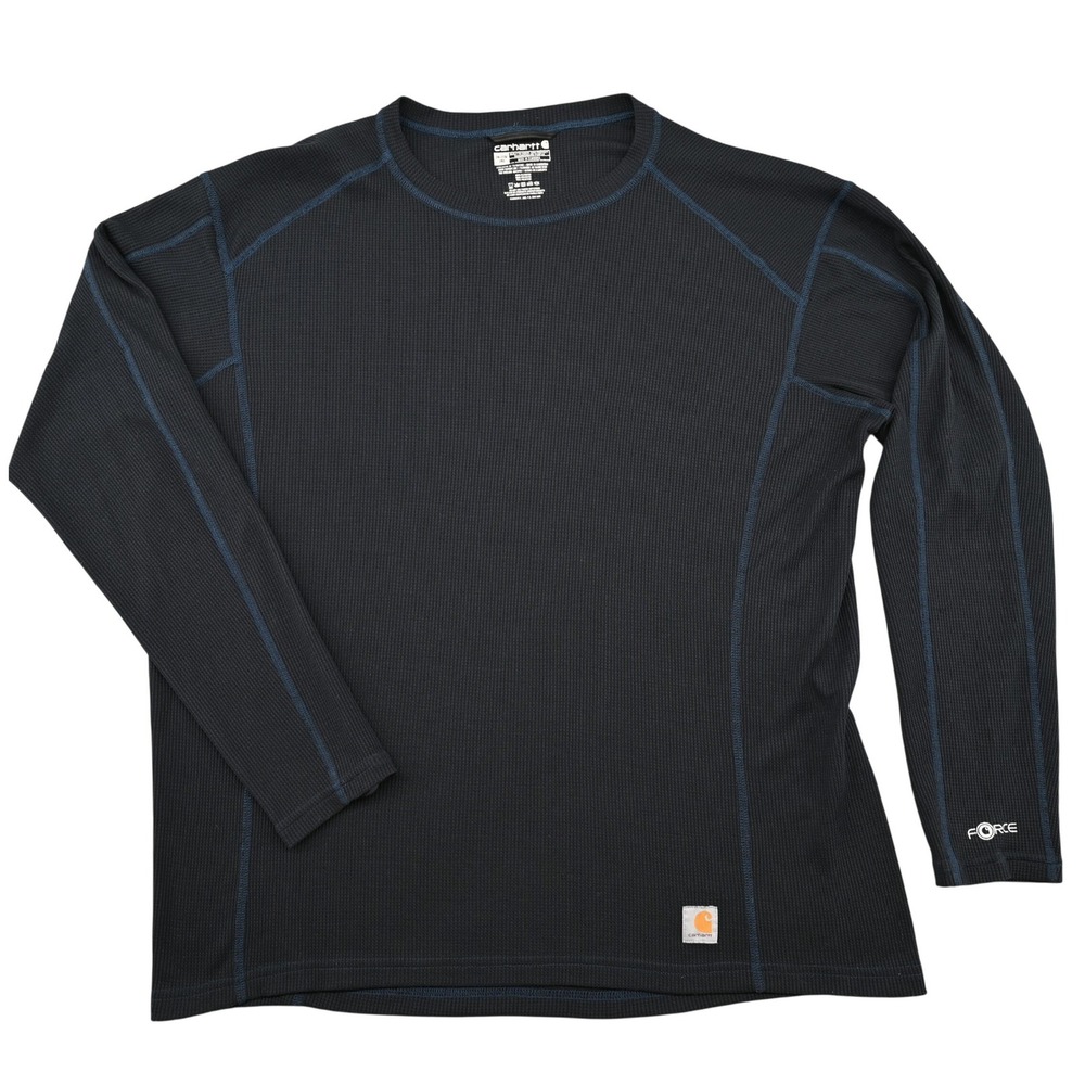 Carhartt Base Force Mens 2XL Black Midweight Thermal Waffle Knit Workwear Top